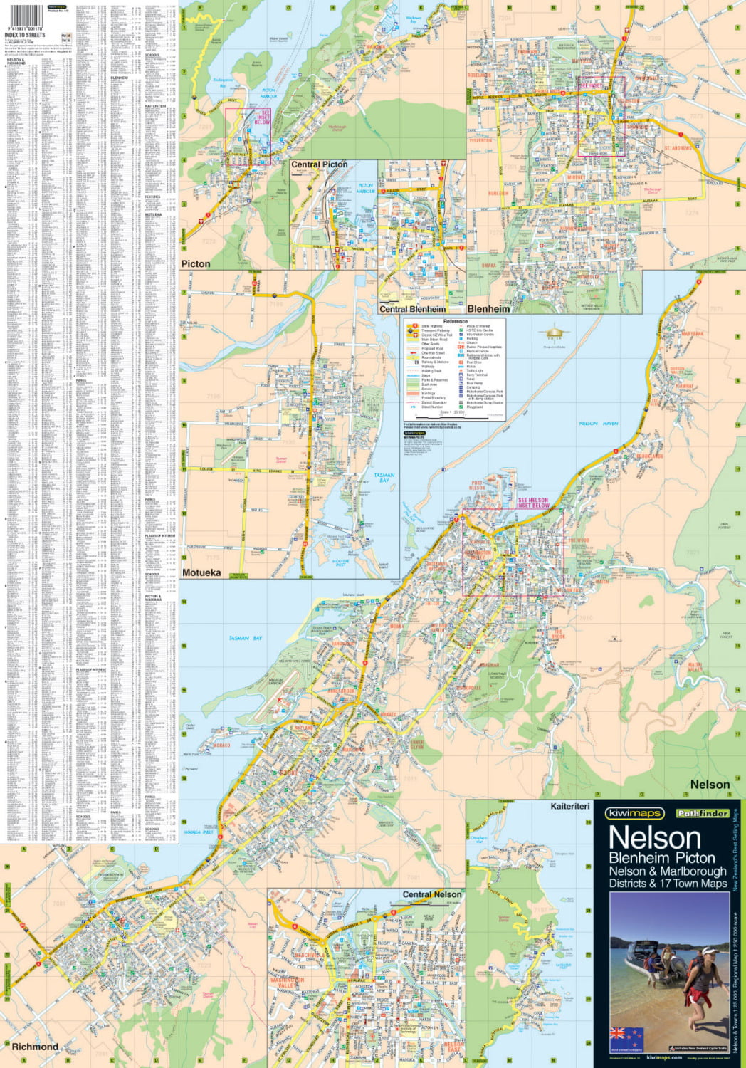 Nelson, Blenheim, Picton, Marlborough Sounds & 17 Towns Map – MapCo NZ ...